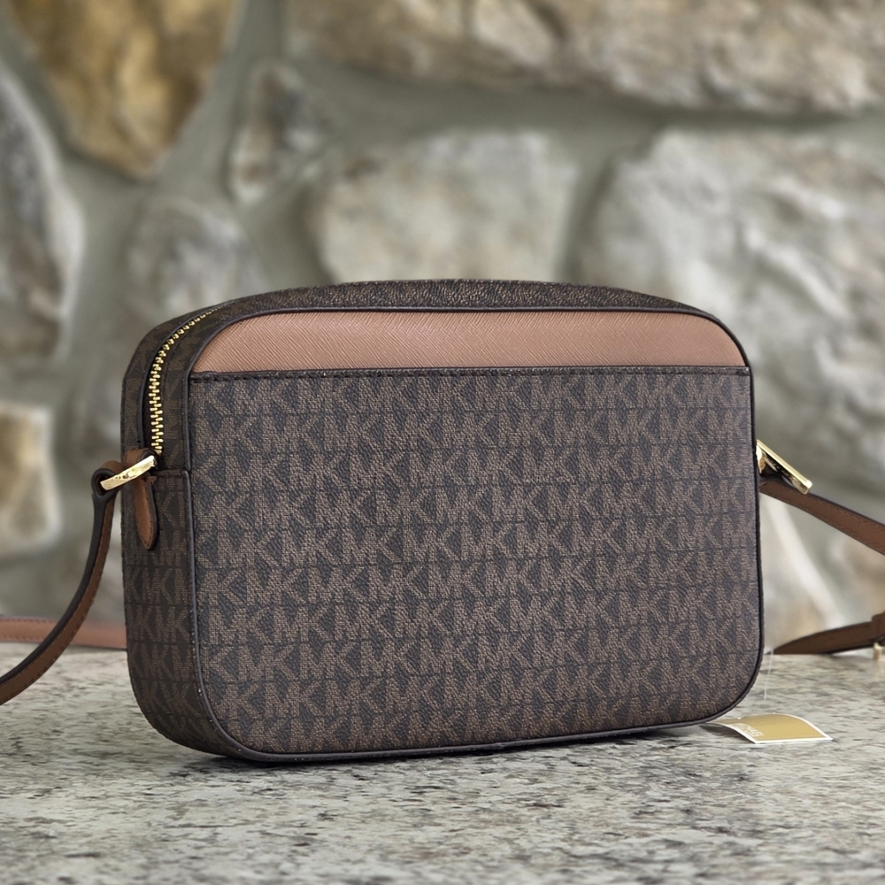 Michael Kors Jet Set Logo Large Brown Crossbody - Picture 3 of 10